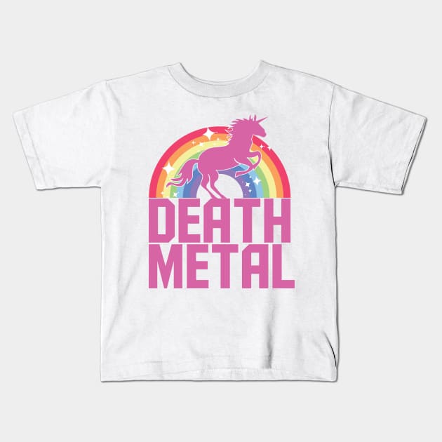 Death Metal Unicorn (Pink) Kids T-Shirt by treszure_chest